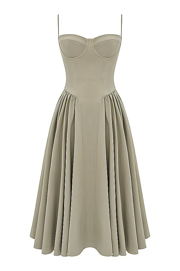 Milano Di Classe®| Twill Corset Midi Dress
