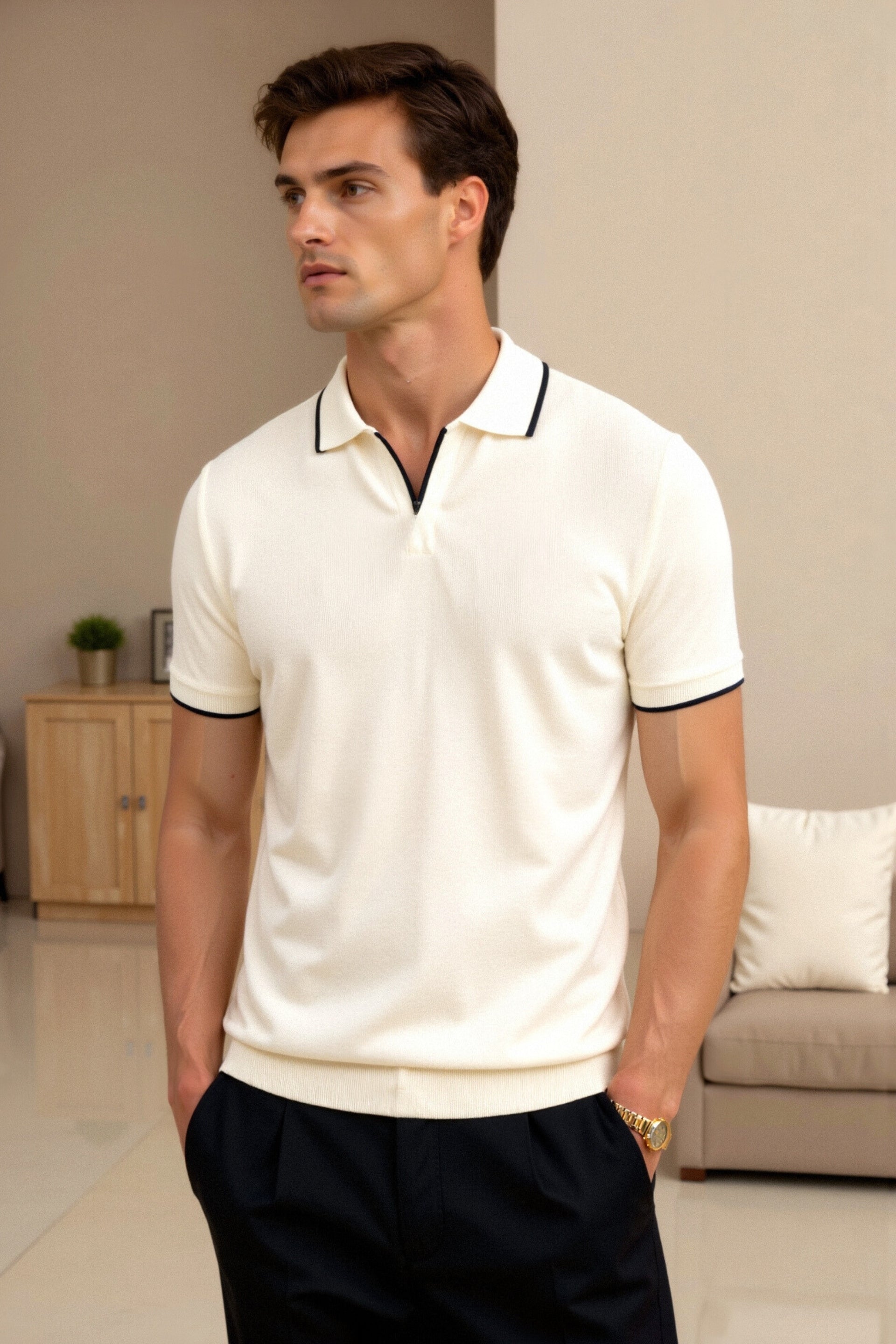 Milano Di Classe Contrast Slim Fitted Polo