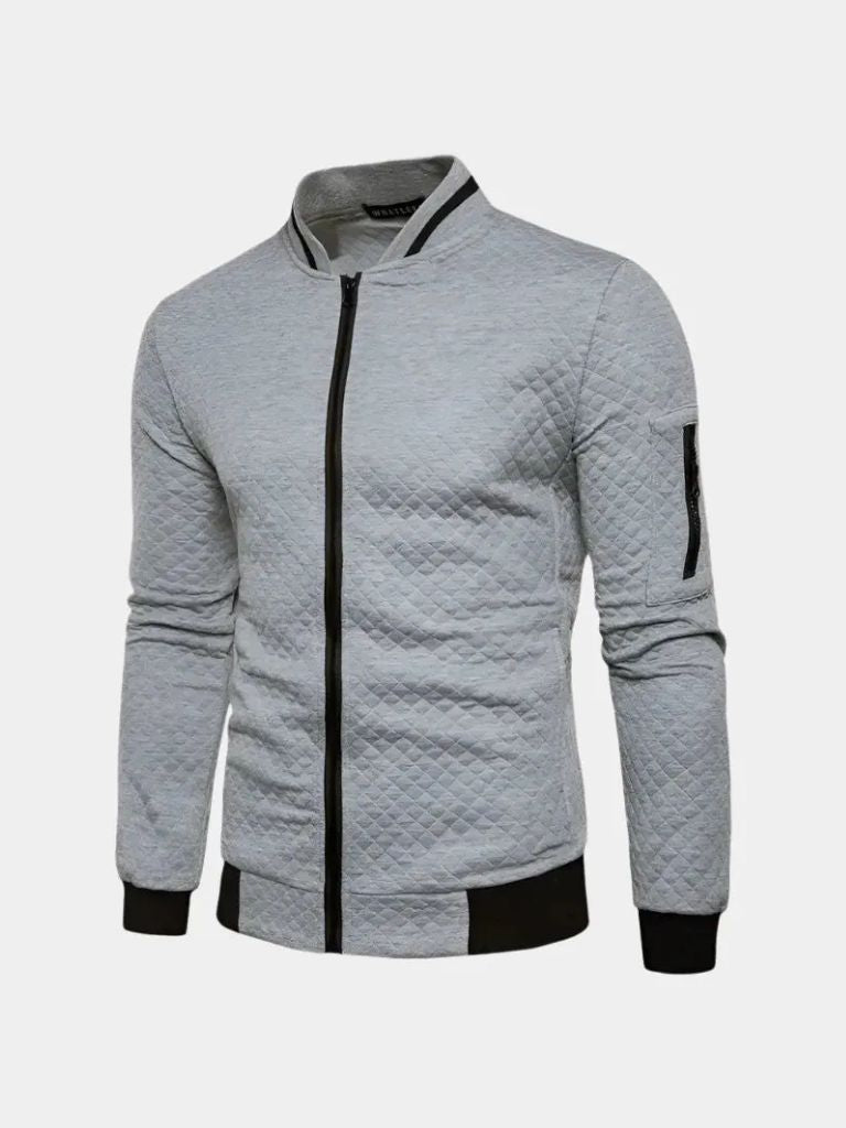 Textured Casual Bomber Jacket - Cross & Crown