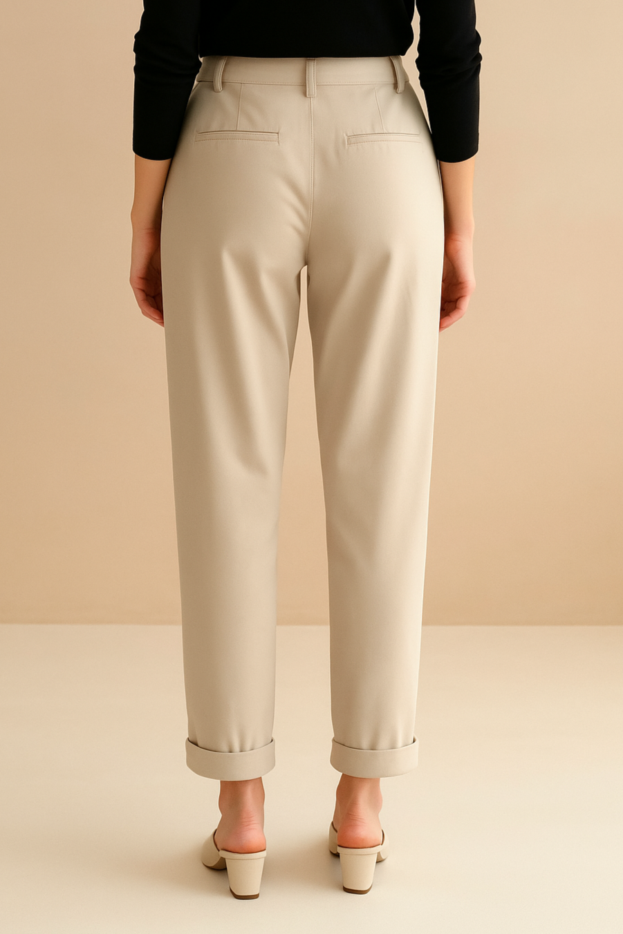 Old Money Casual High Waist Solid Button Straight Leg Pants