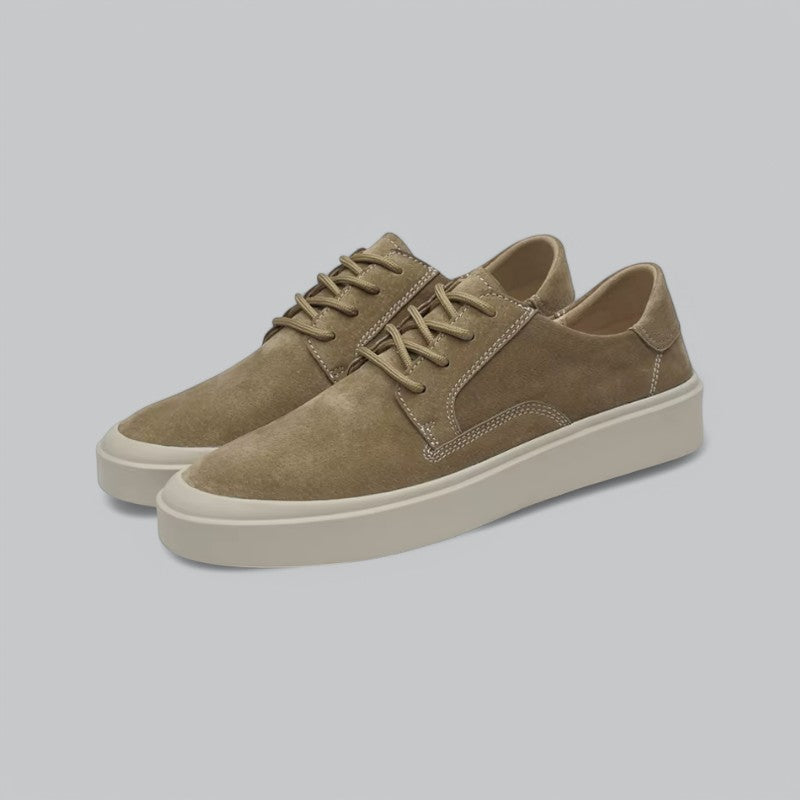 Valenti | Sand Leather Suede Height Shoes - Formal Business Sneakers