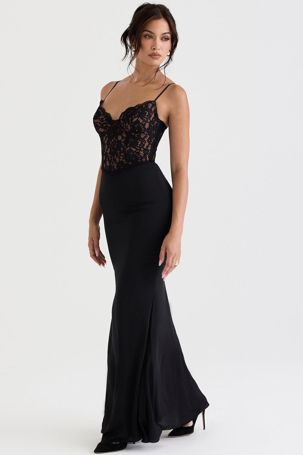 Milano Di Classe® | Black Corset Maxi Dress