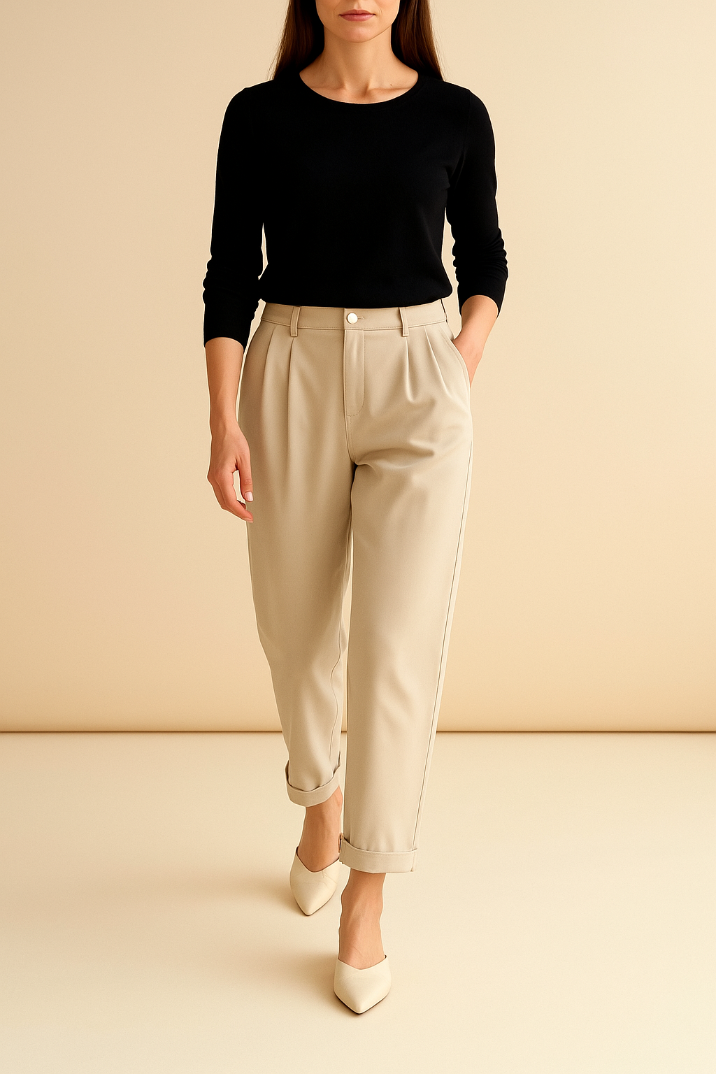 Old Money Casual High Waist Solid Button Straight Leg Pants