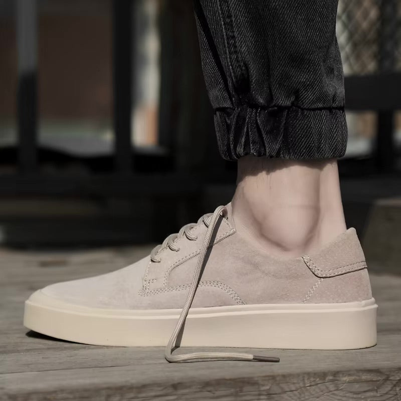 Valenti | Sand Leather Suede Height Shoes - Formal Business Sneakers