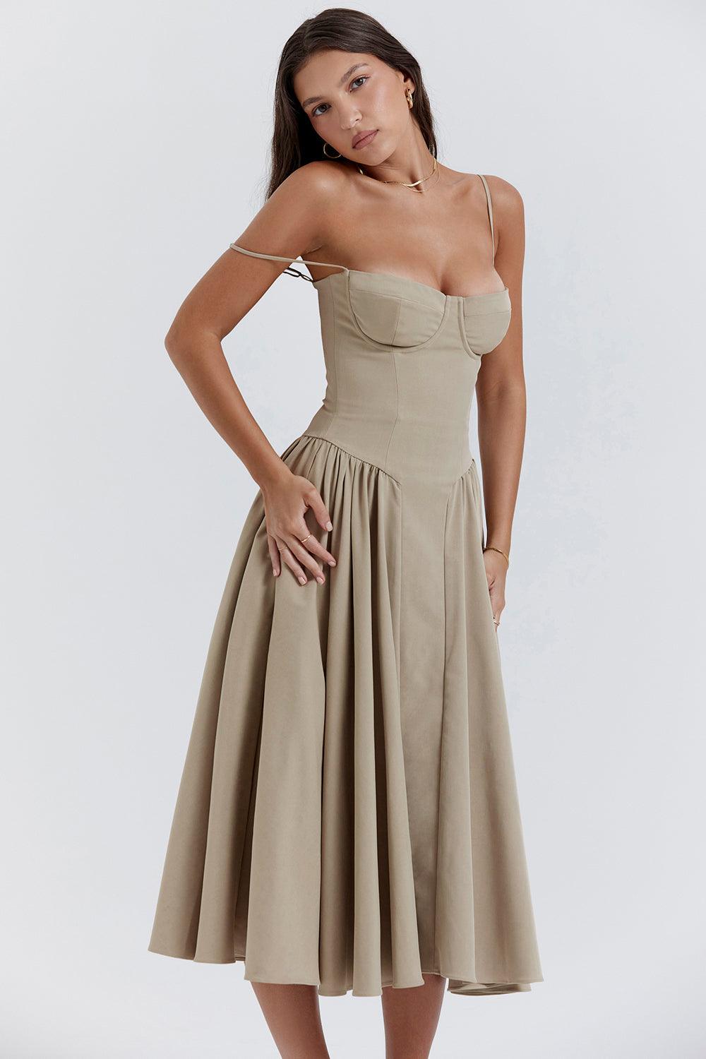 Milano Di Classe®| Twill Corset Midi Dress
