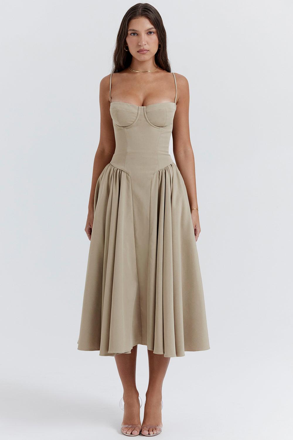 Milano Di Classe®| Twill Corset Midi Dress
