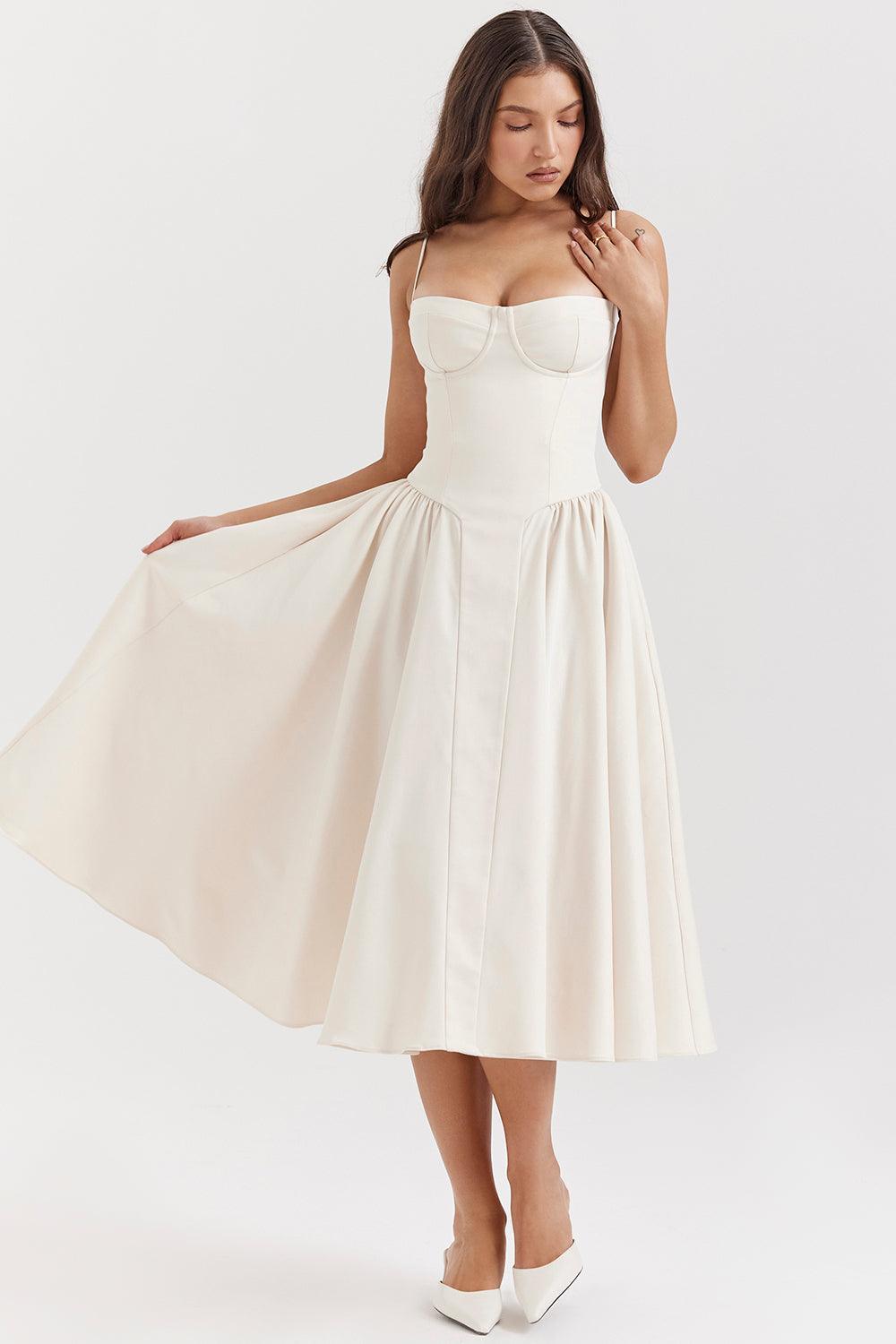 Milano Di Classe®| Twill Corset Midi Dress