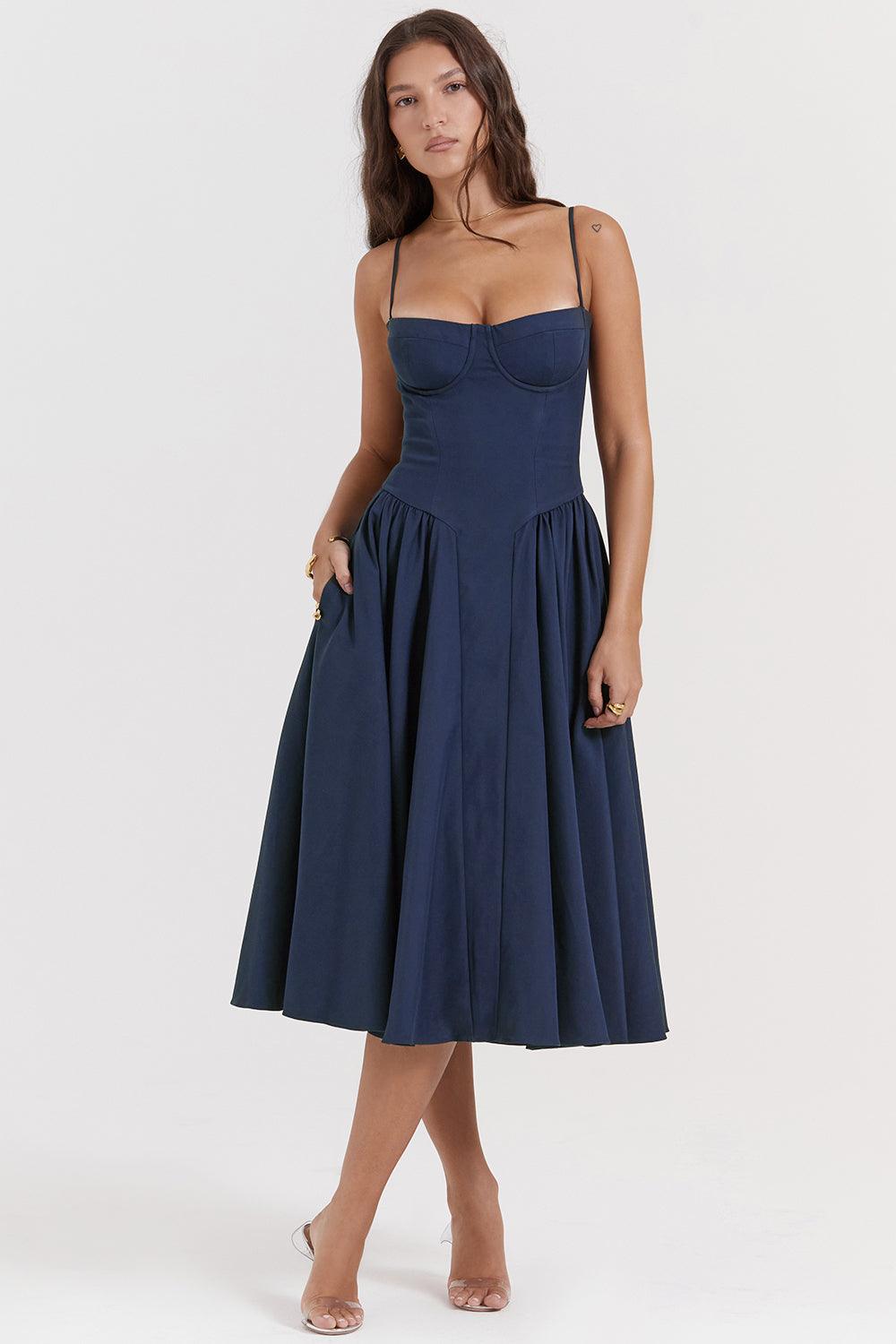 Milano Di Classe®| Twill Corset Midi Dress