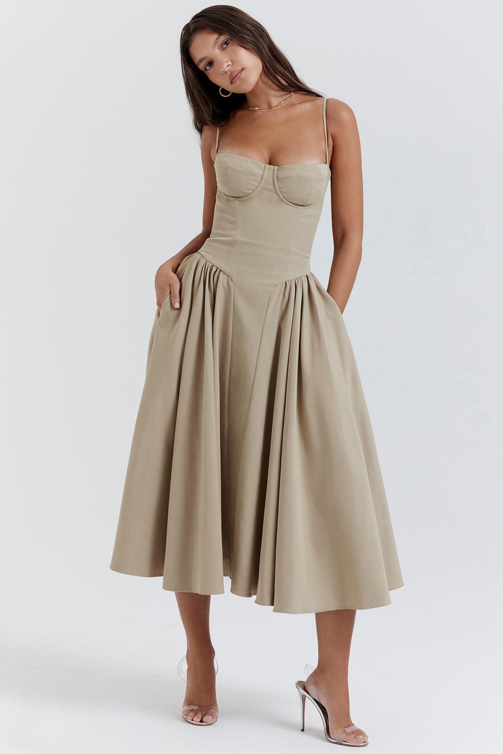 Milano Di Classe®| Twill Corset Midi Dress