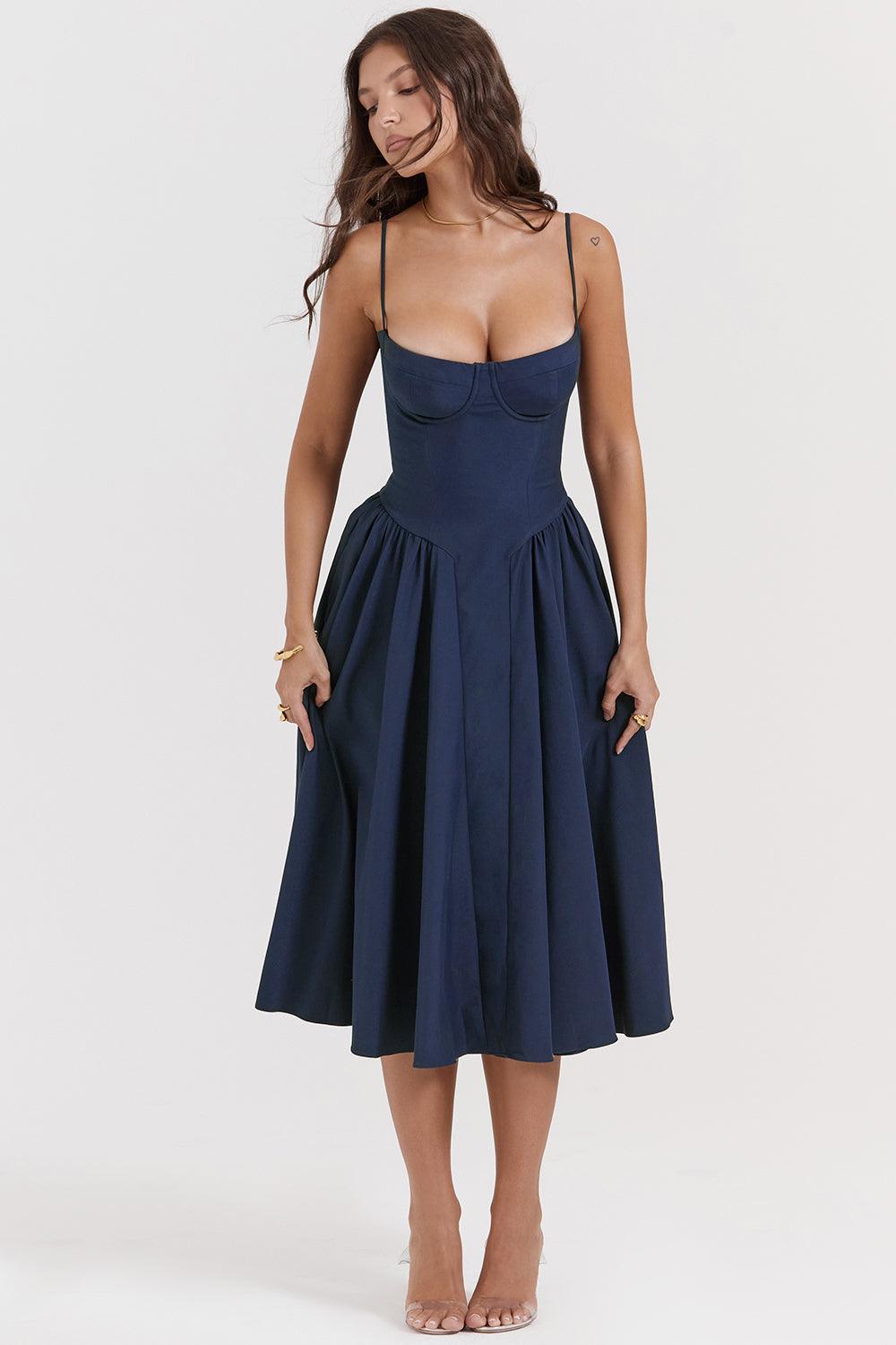 Milano Di Classe®| Twill Corset Midi Dress