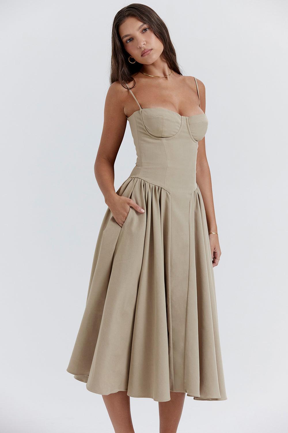 Milano Di Classe®| Twill Corset Midi Dress