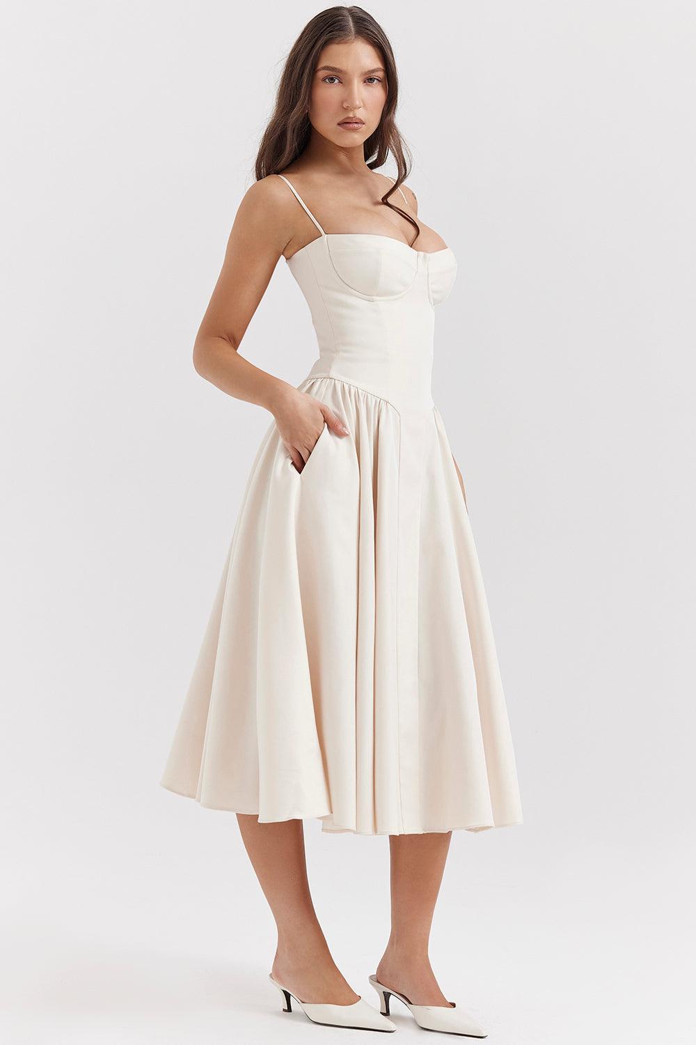 Milano Di Classe®| Twill Corset Midi Dress