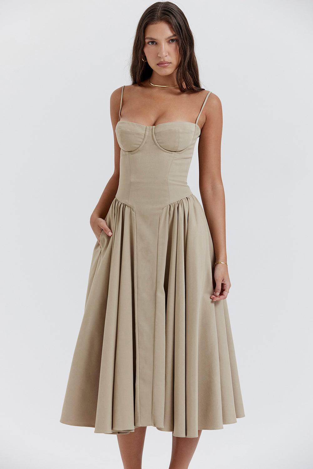 Milano Di Classe®| Twill Corset Midi Dress