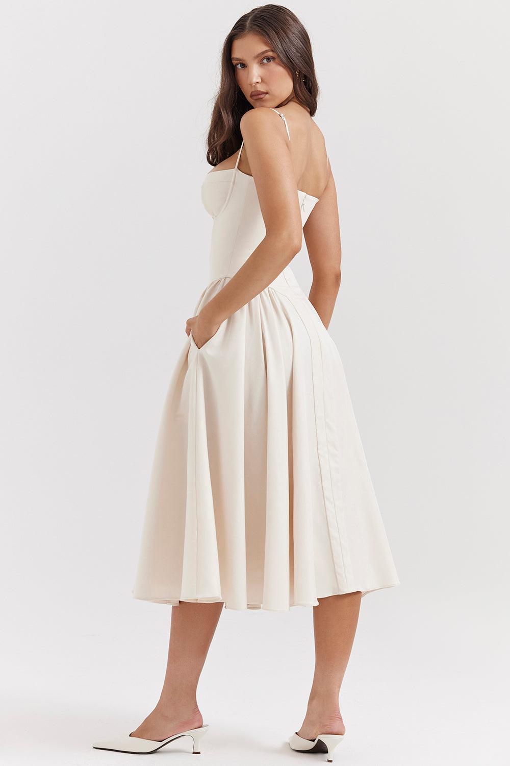Milano Di Classe®| Twill Corset Midi Dress