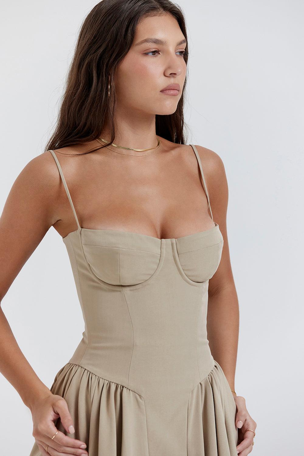 Milano Di Classe®| Twill Corset Midi Dress