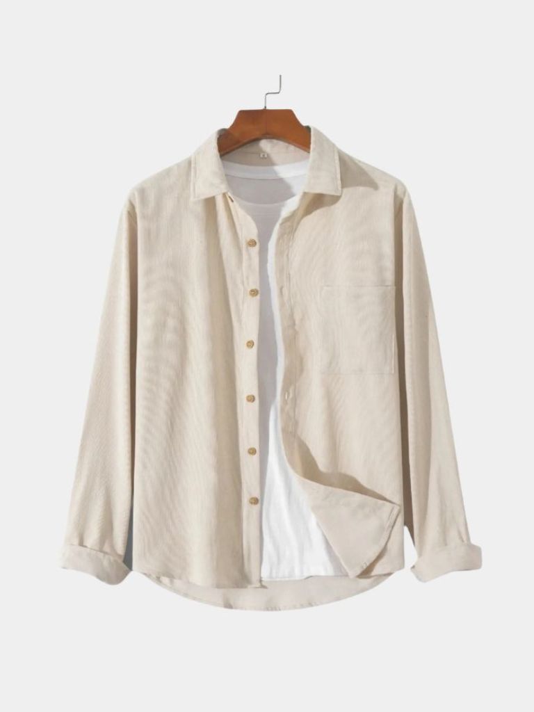 Casual Solid Corduroy Shirt - Cross & Crown
