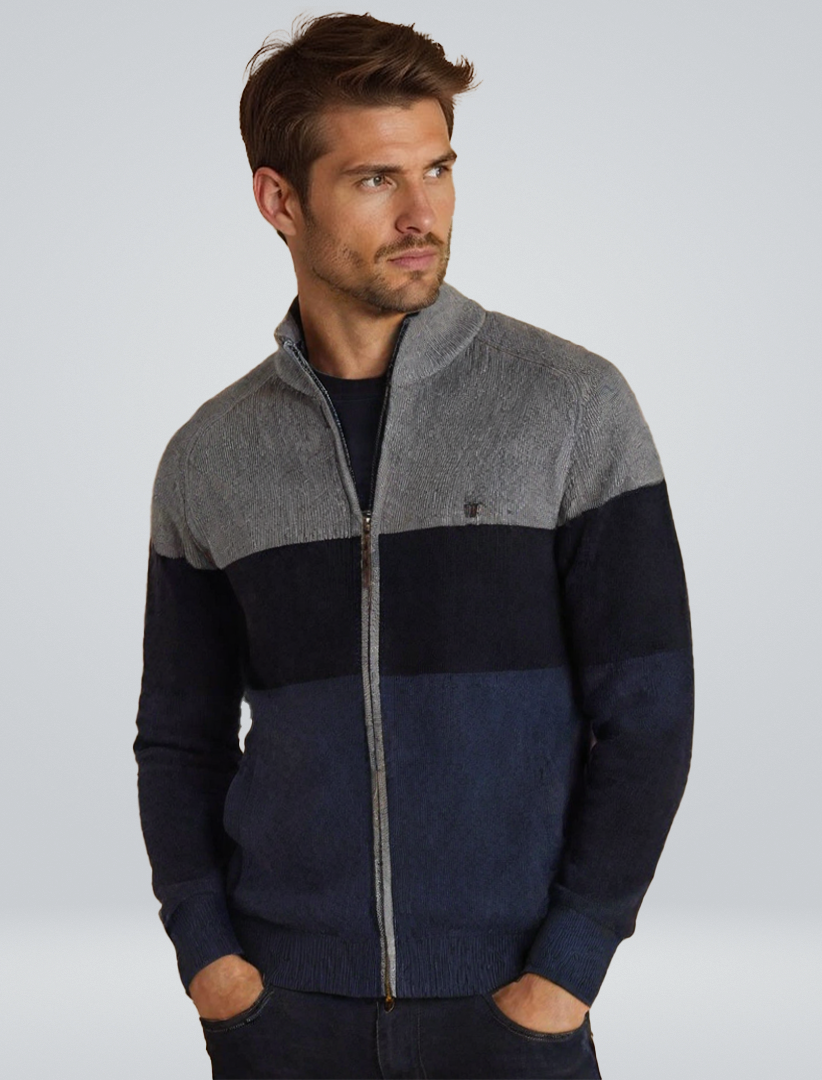 | Striped Cardigan with Logo