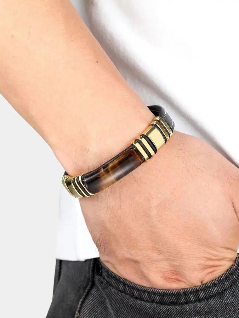Classic Tiger Eye Bracelet - Cross & Crown
