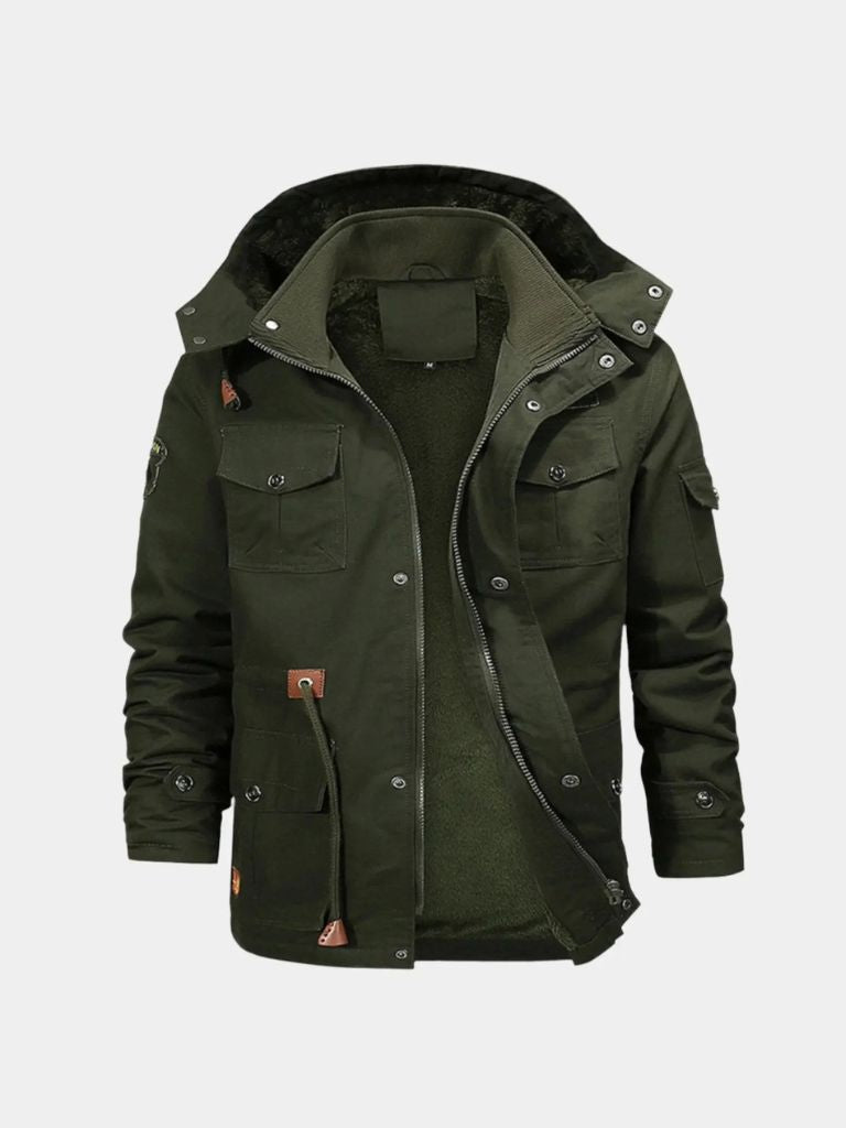 Fleece Hooded Bomber Jacket - Cross & Crown