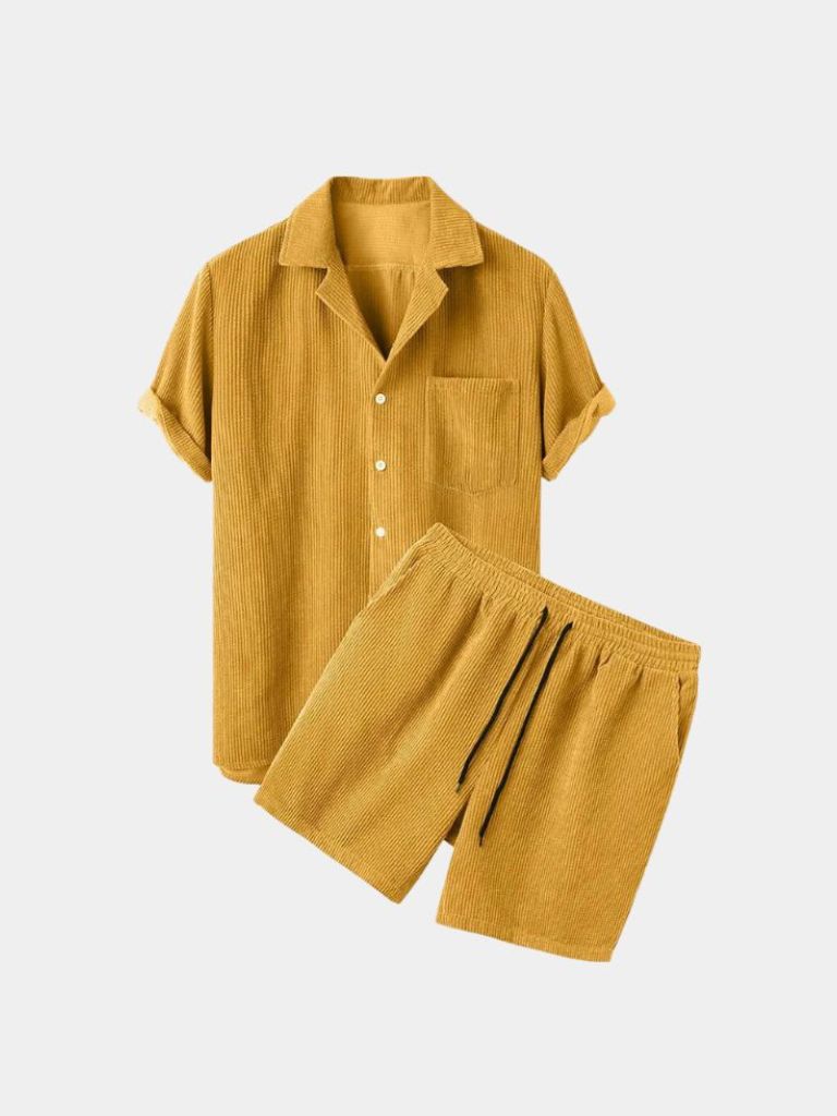 Minimalist Corduroy Set Shorts and Shirt - Cross & Crown