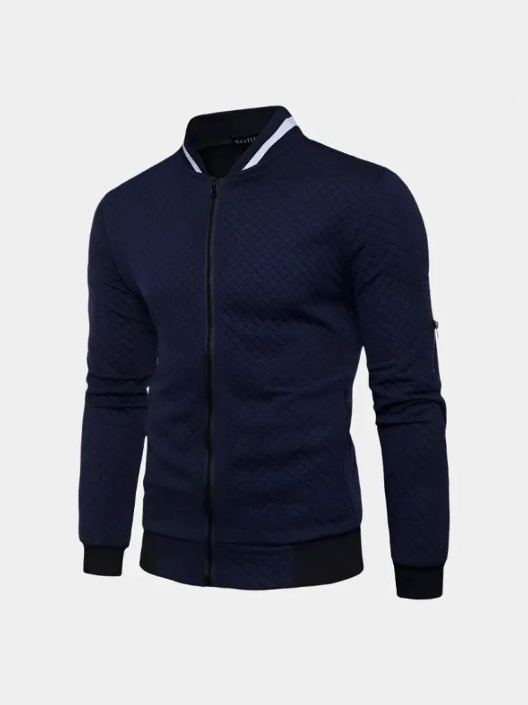 Textured Casual Bomber Jacket - Cross & Crown