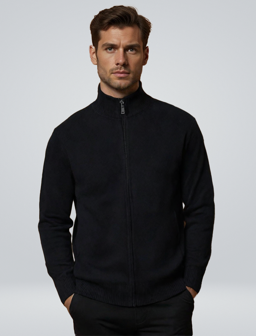 | Cardigan with Ribbed Collar