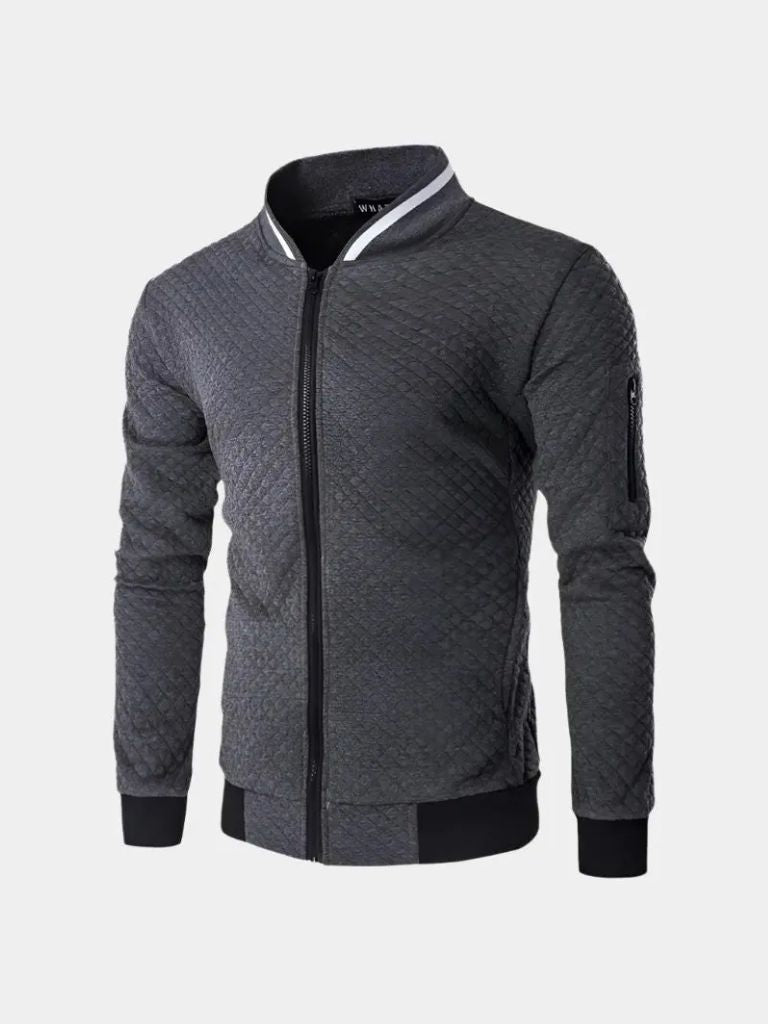 Textured Casual Bomber Jacket - Cross & Crown