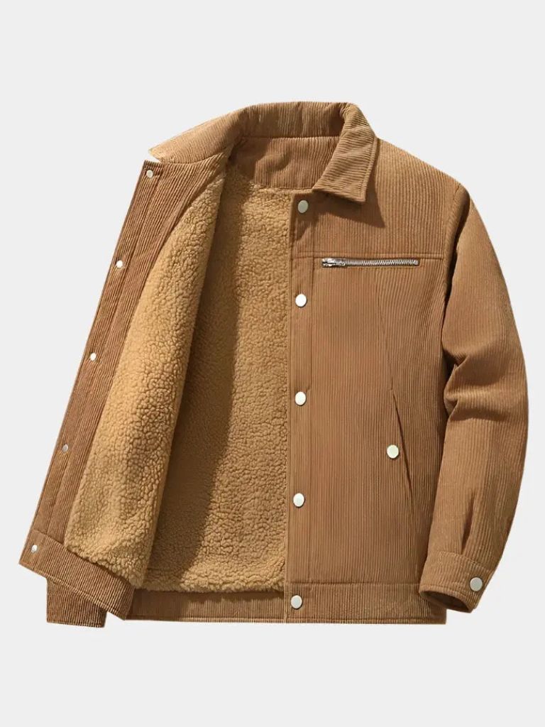 Minimalist Corduroy Sherpa Jacket - Cross & Crown