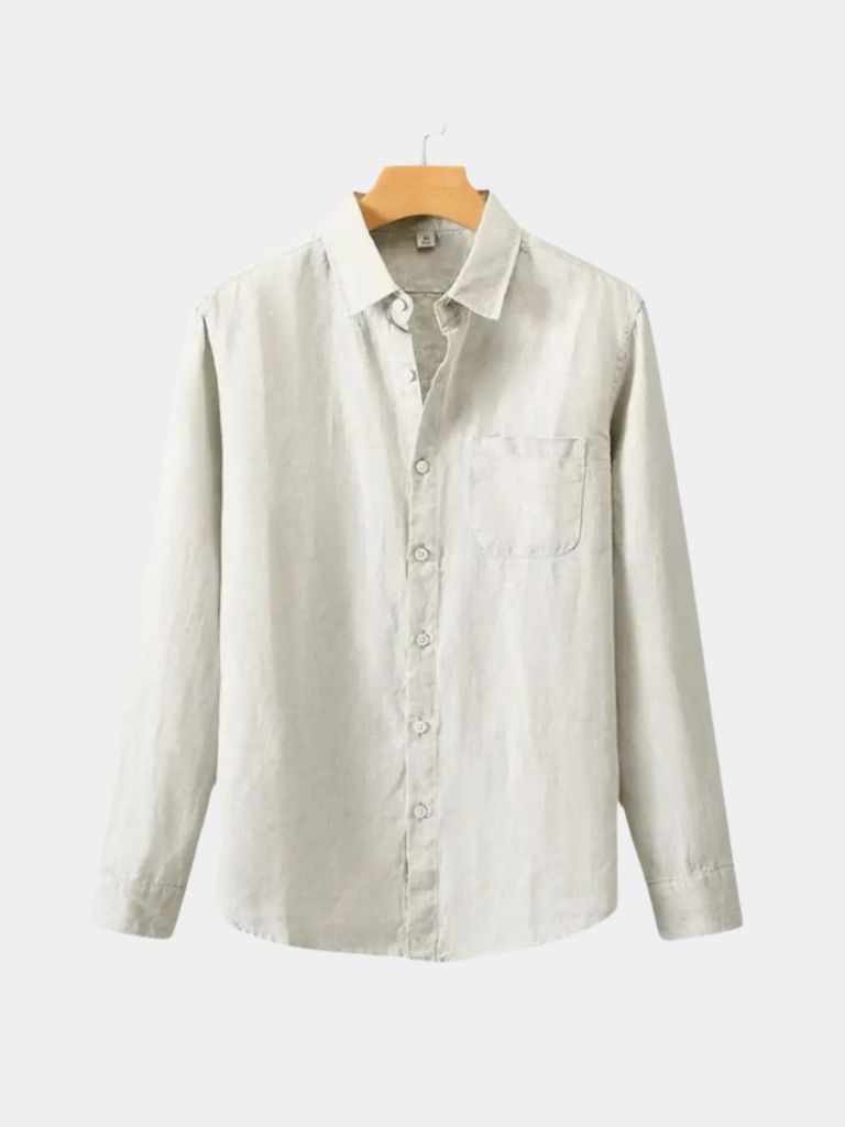 Long Sleeve Essential Linen Shirt - Cross & Crown