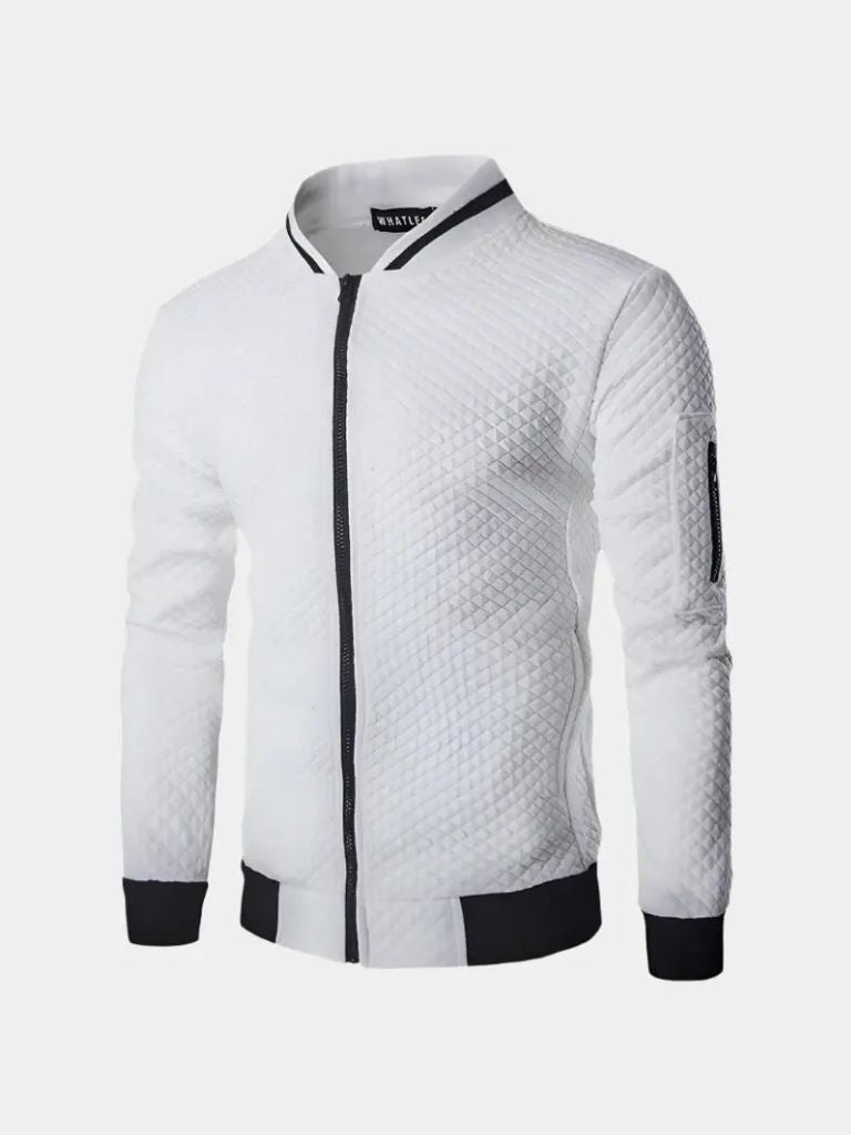 Textured Casual Bomber Jacket - Cross & Crown
