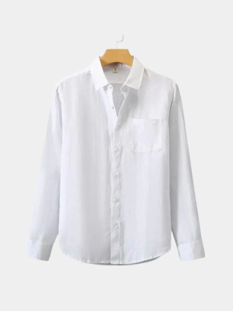 Long Sleeve Essential Linen Shirt - Cross & Crown