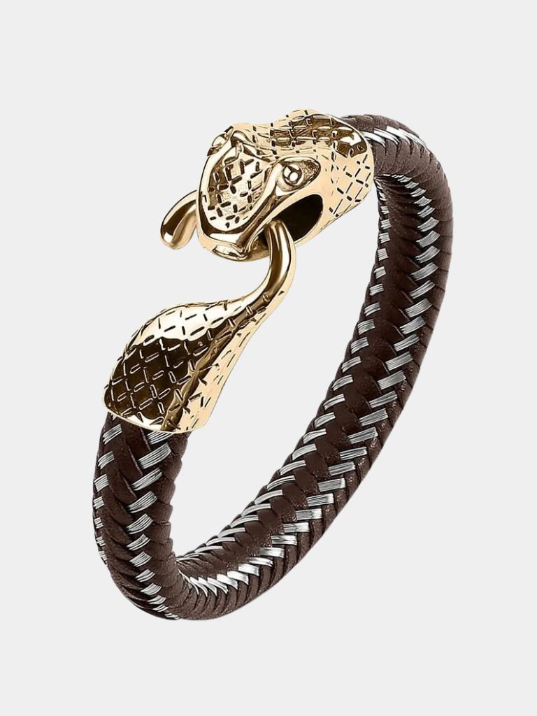 Elegant Snake Bracelet - Cross & Crown