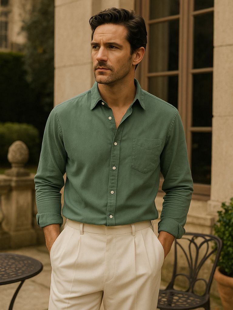 Long Sleeve Essential Linen Shirt - Cross & Crown