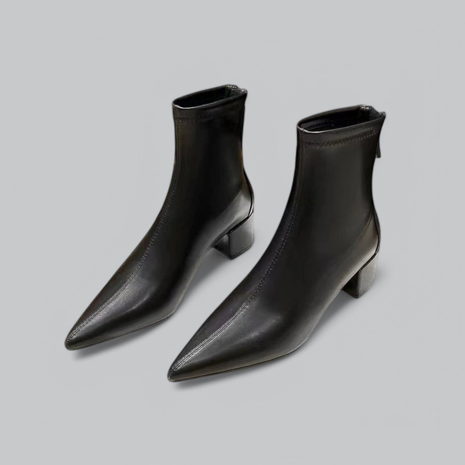 Valenti | Elegant Ankle Boots Block Heel Back Zip