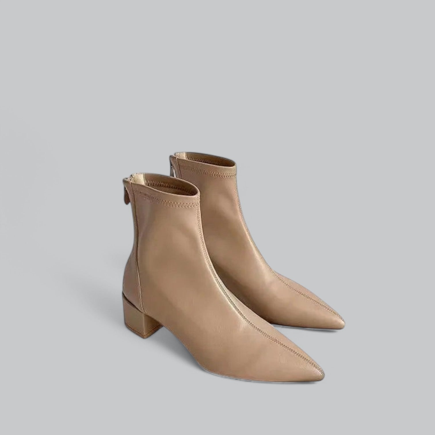 Valenti | Elegant Ankle Boots Block Heel Back Zip