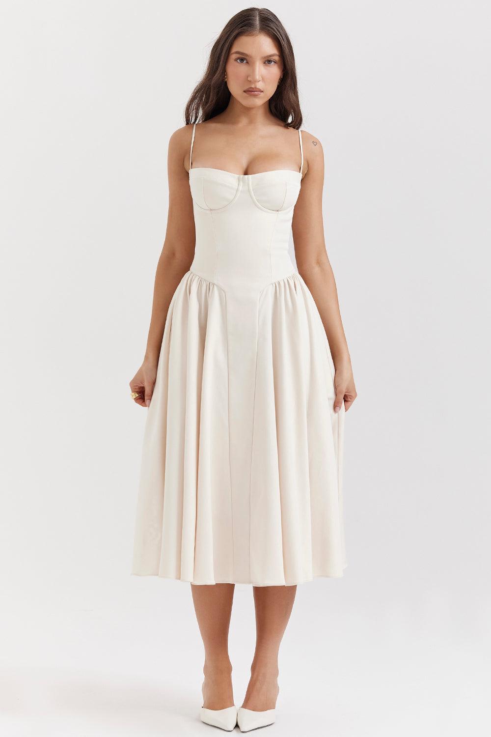 Milano Di Classe®| Twill Corset Midi Dress