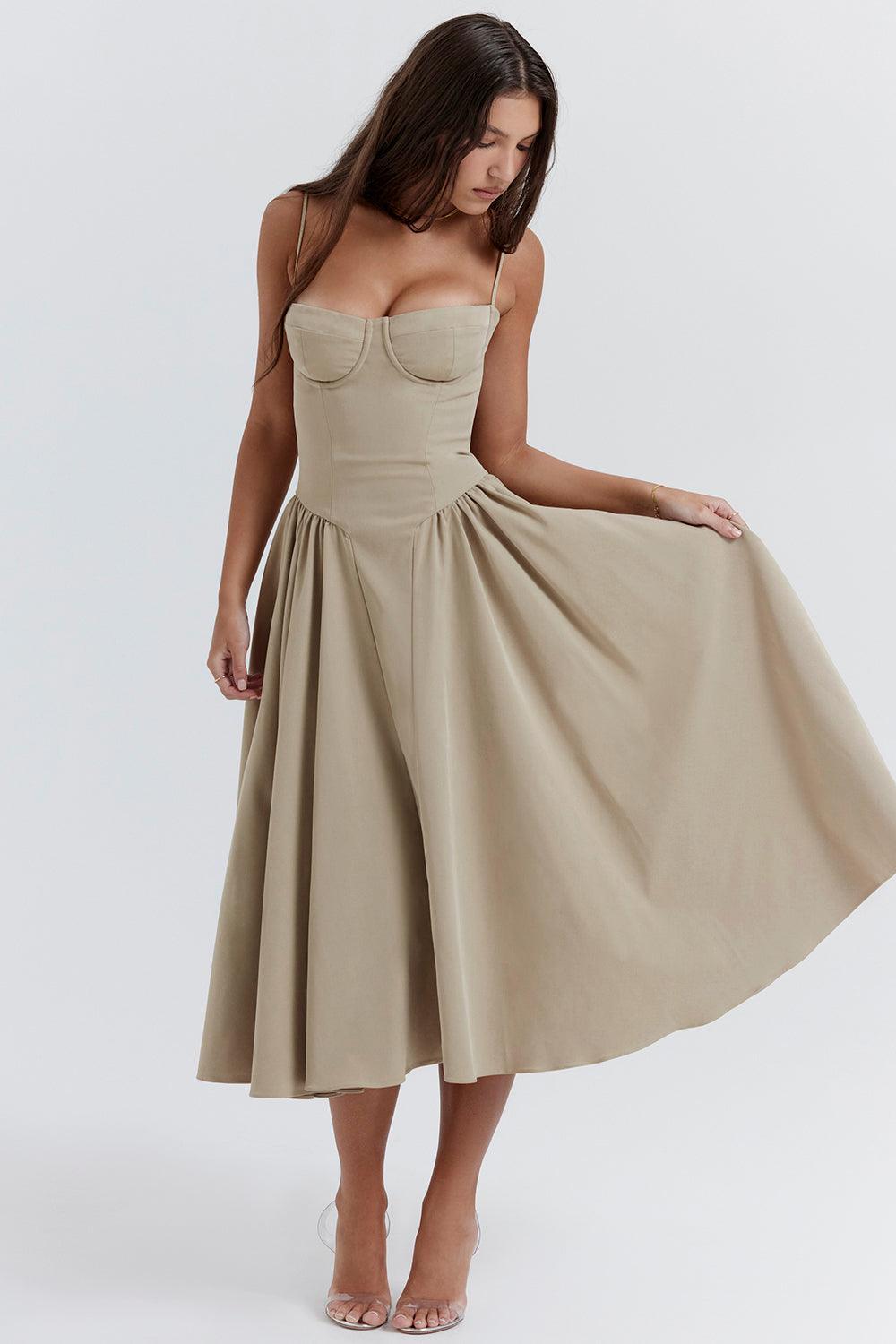 Milano Di Classe®| Twill Corset Midi Dress