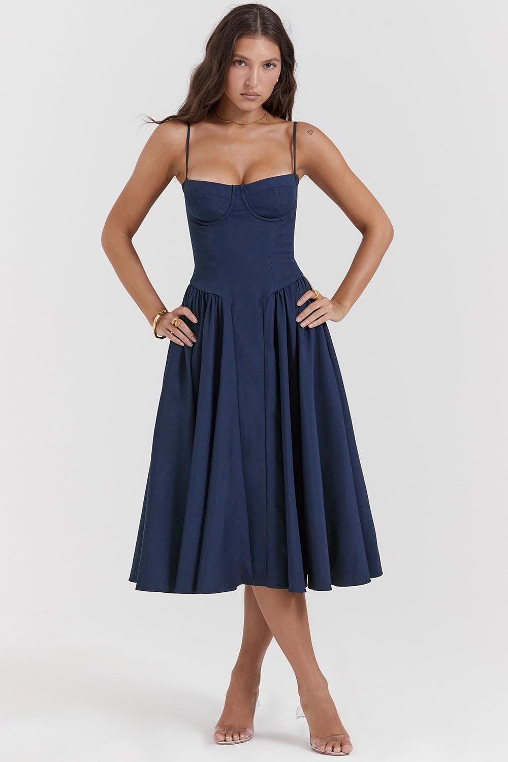 Milano Di Classe®| Twill Corset Midi Dress
